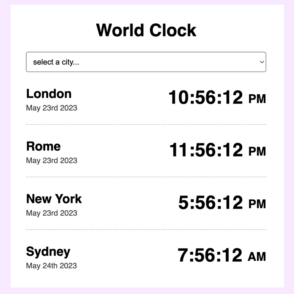 world clock project